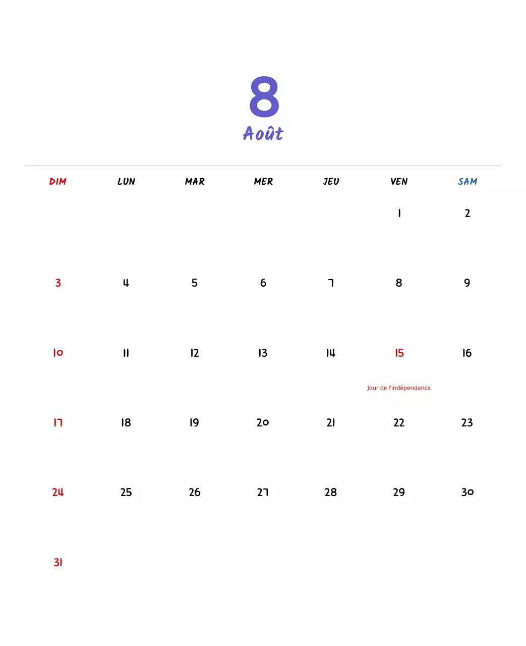 Calendrier du Nouvel An avec de jolies illustrations