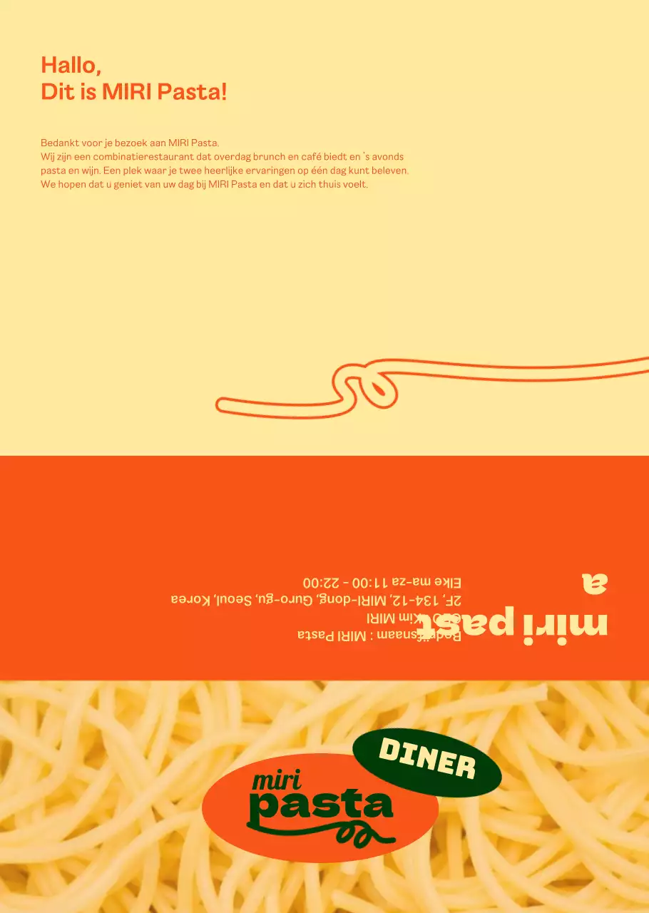 Over het chique pastamenu in oranje en ivoor