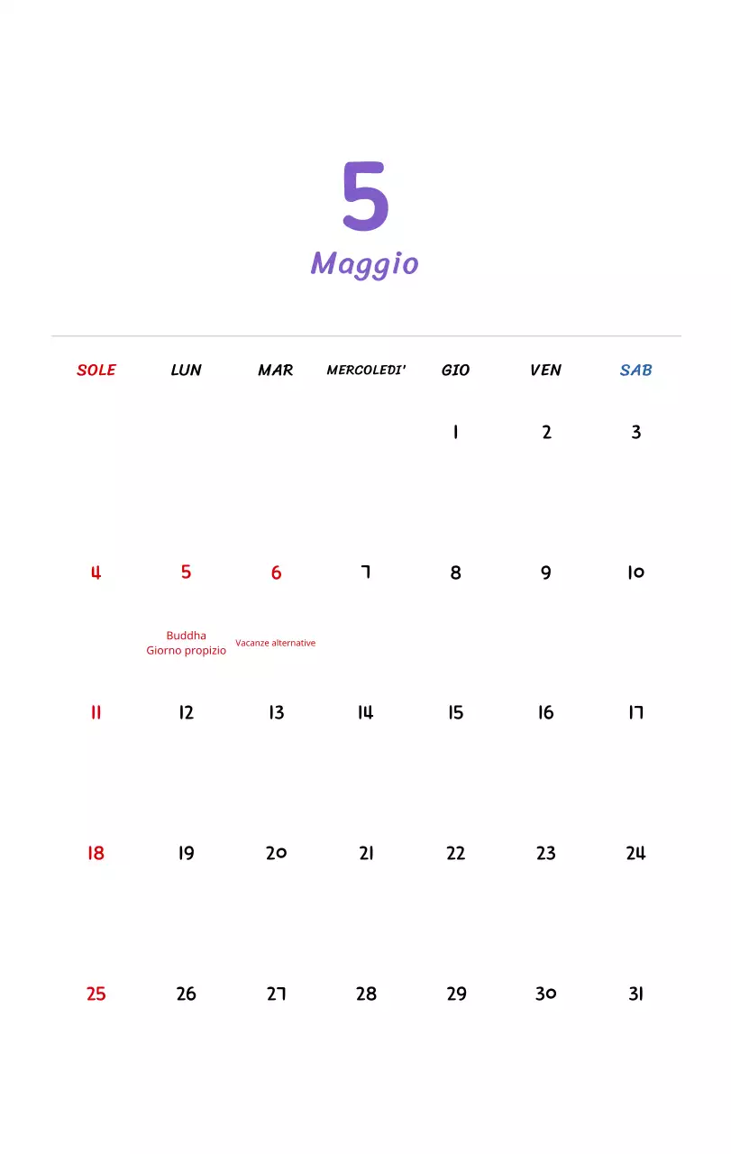 Calendario di Capodanno con simpatiche illustrazioni