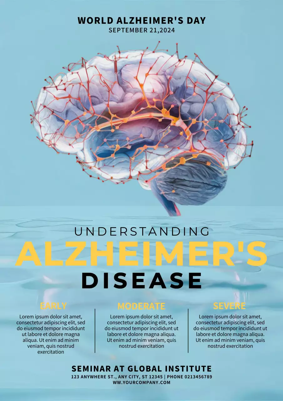 Blue Modern Alzheimer's Seminar Promotion Poster