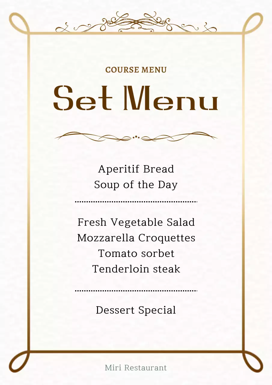 Thực đơn nhà hàng hiện đại màu be