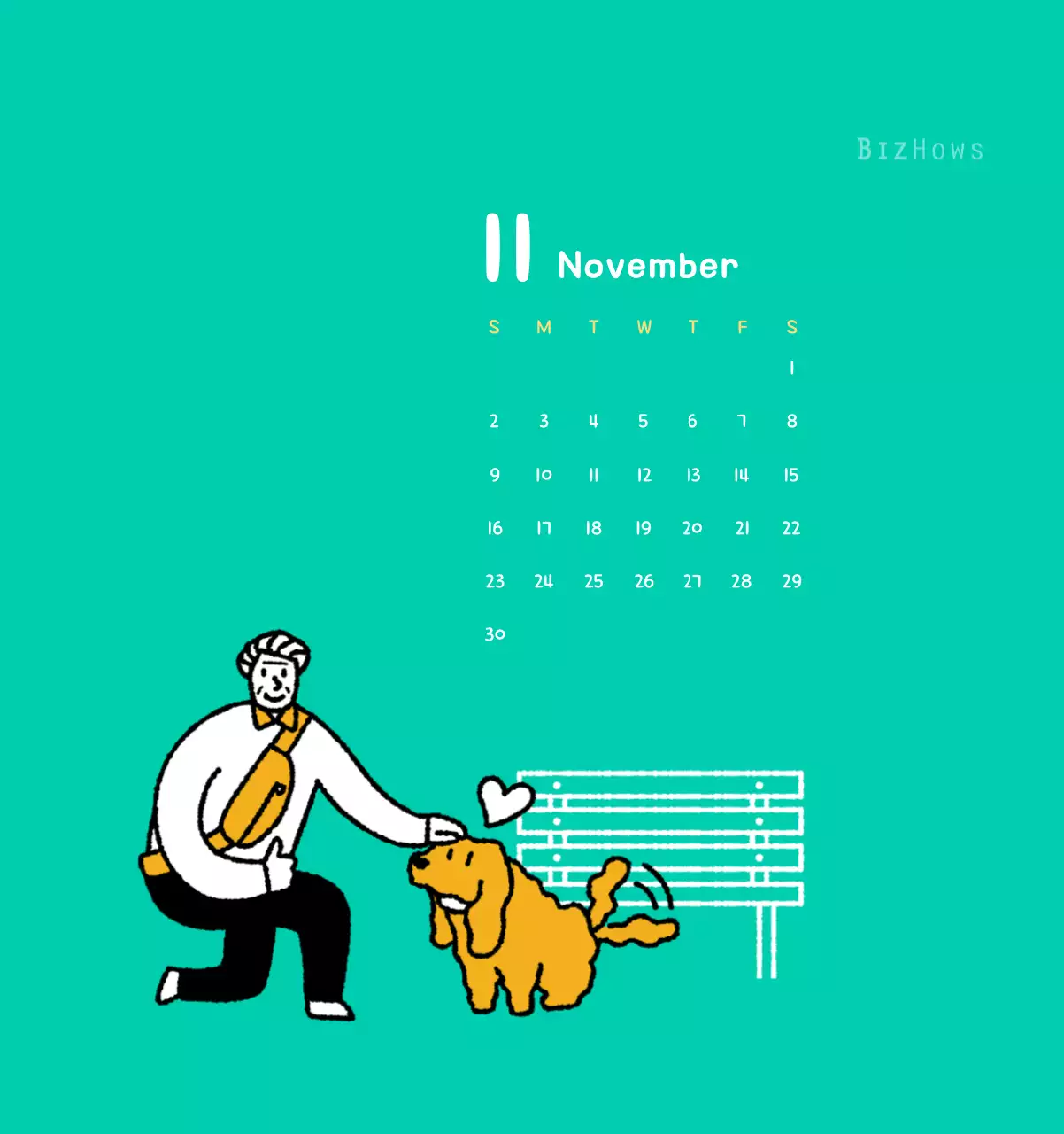 New Year's calendar with cute illustrations