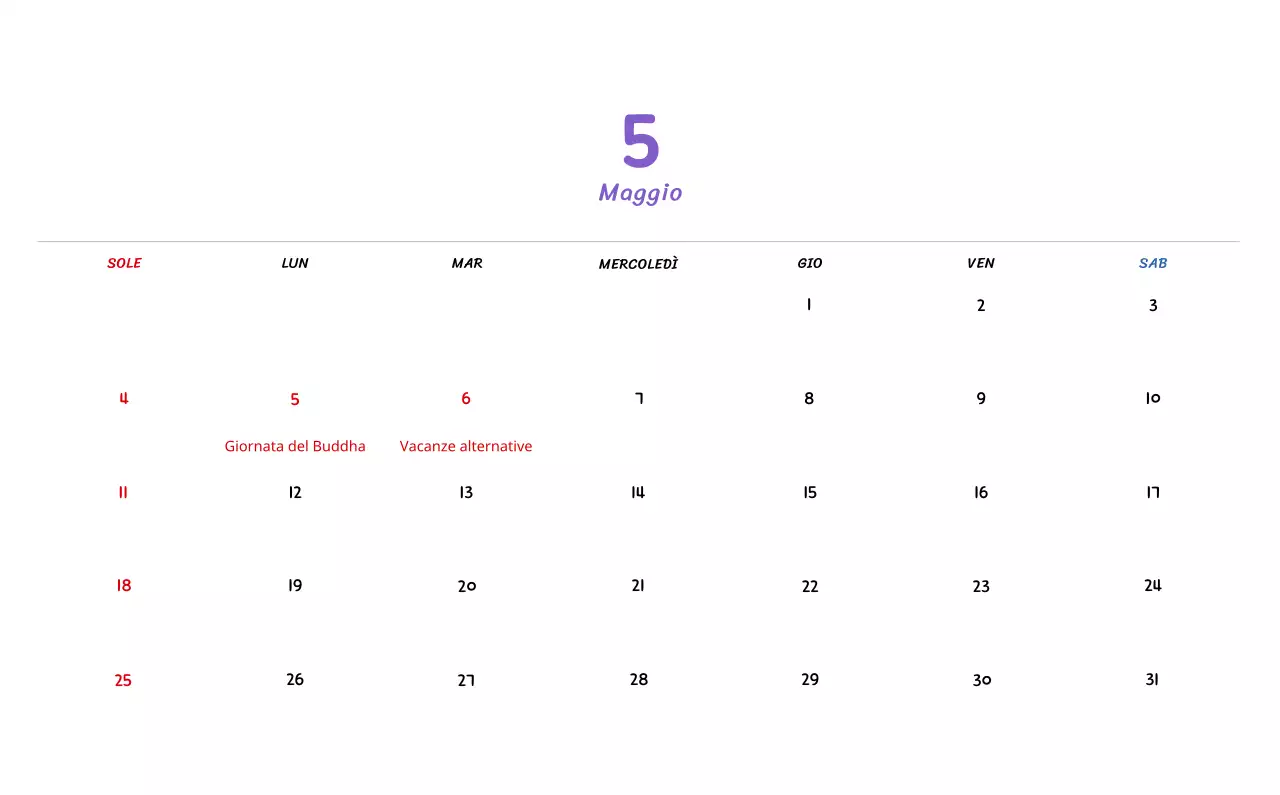 Calendario di Capodanno con simpatiche illustrazioni