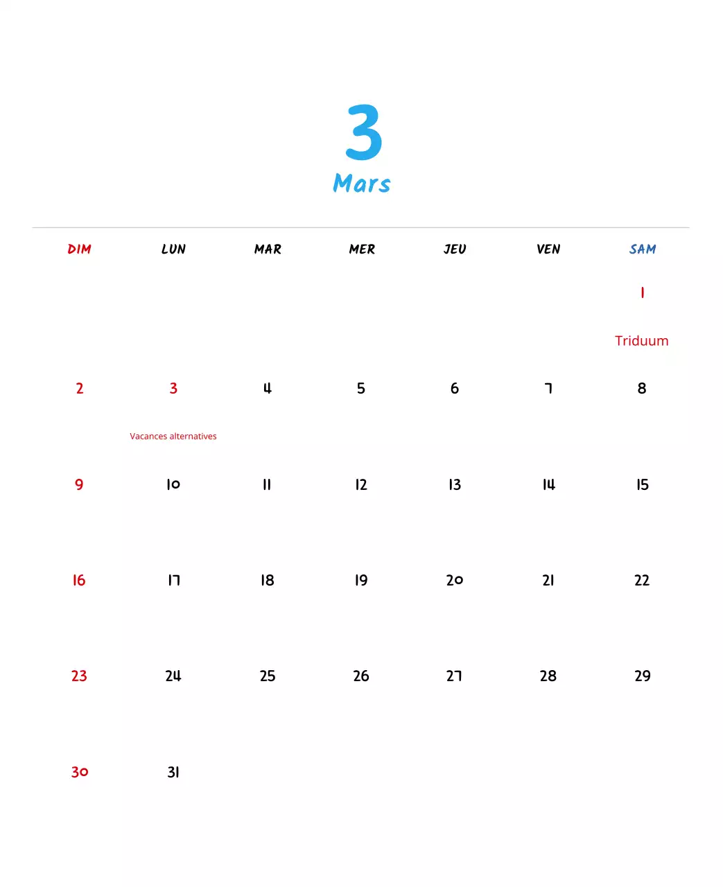 Calendrier du Nouvel An avec de jolies illustrations