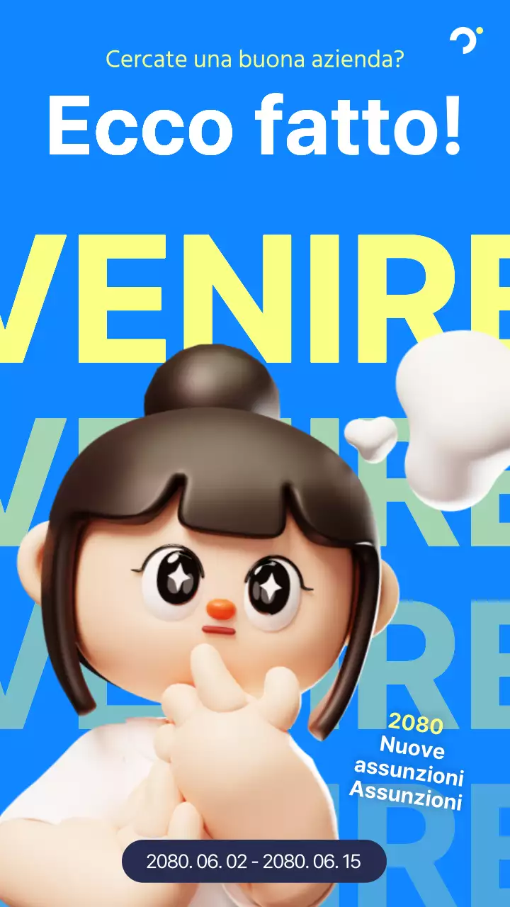 Un simpatico annuncio di reclutamento blu e giallo