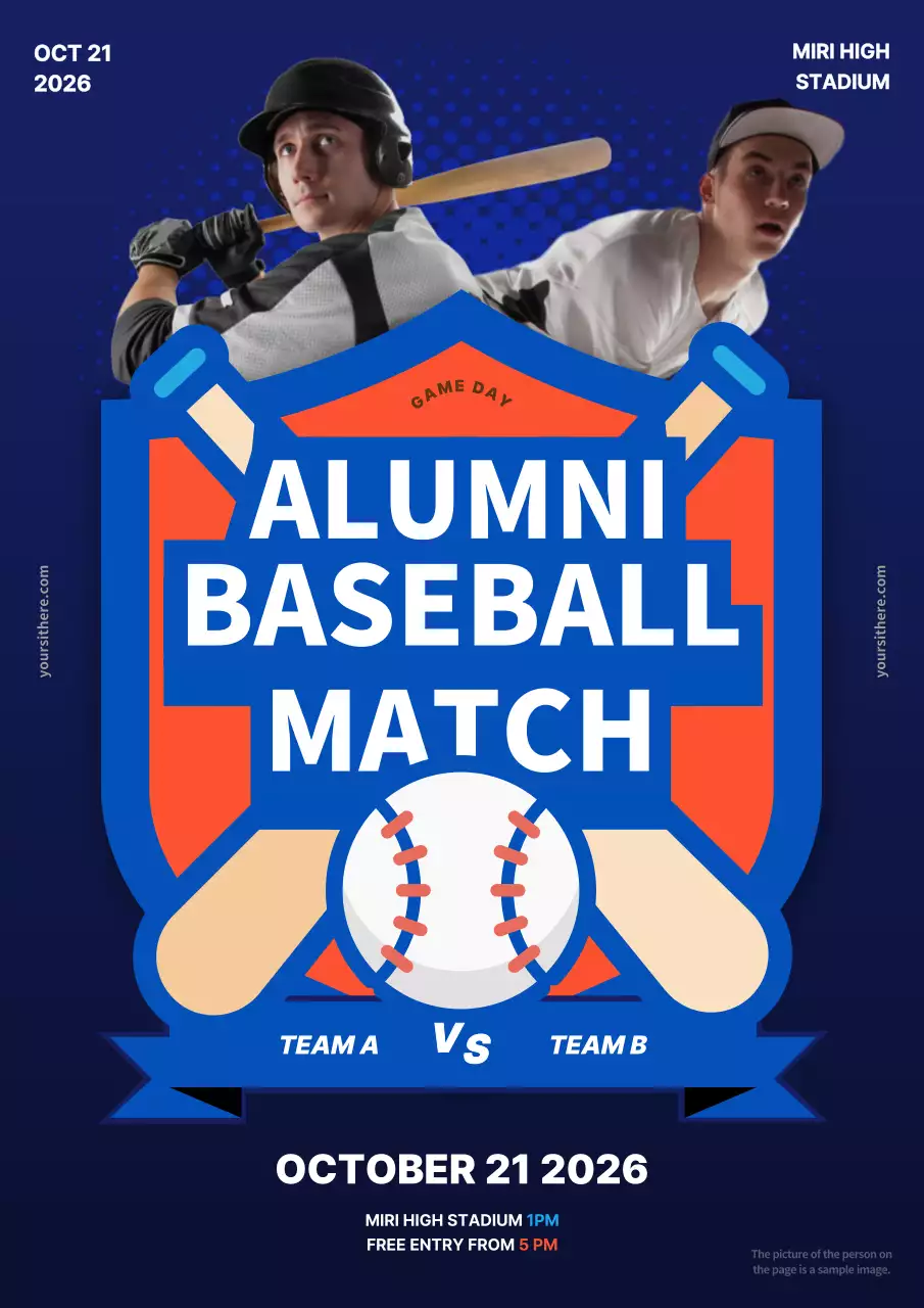 Blue Modern Baseball Event Poster