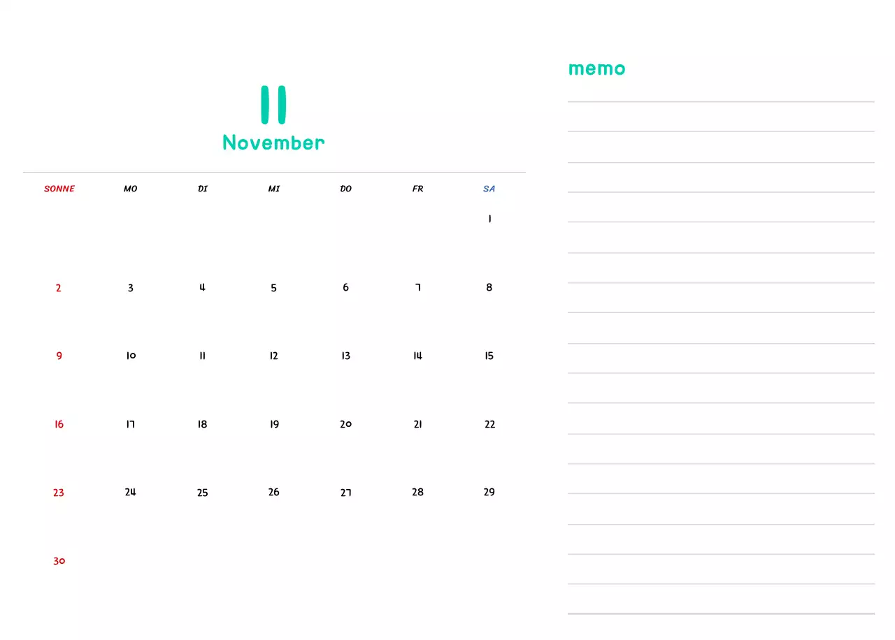 Neujahrskalender mit niedlichen Illustrationen