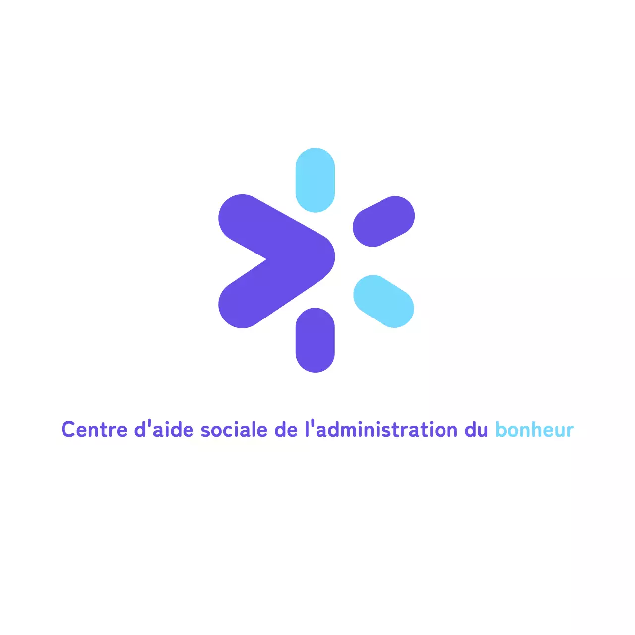 Centre d'aide sociale avec logo simple, bleu clair, violet et brillant