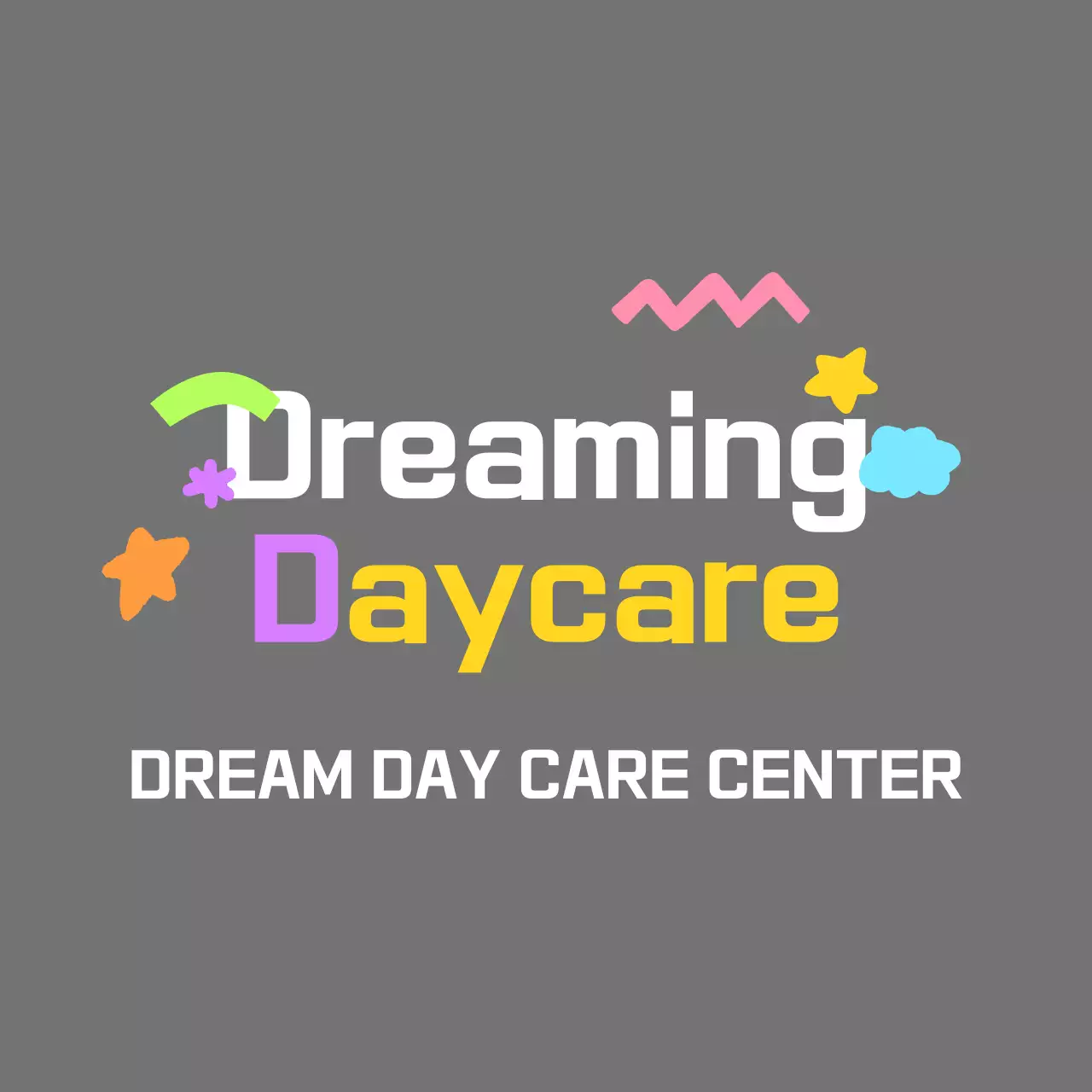 Cute daycare logo with colorful rainbow colors