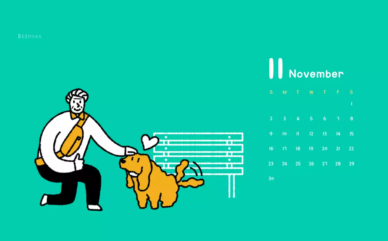 Neujahrskalender mit niedlichen Illustrationen