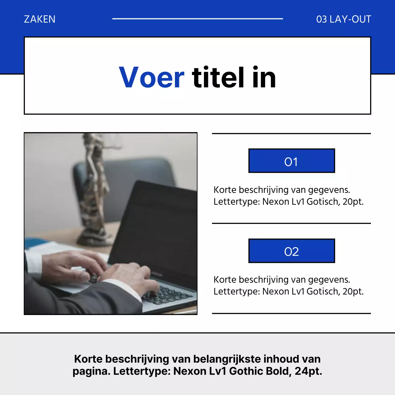 Een eenvoudige zakelijke sollicitatiebrief in blauw en grijs