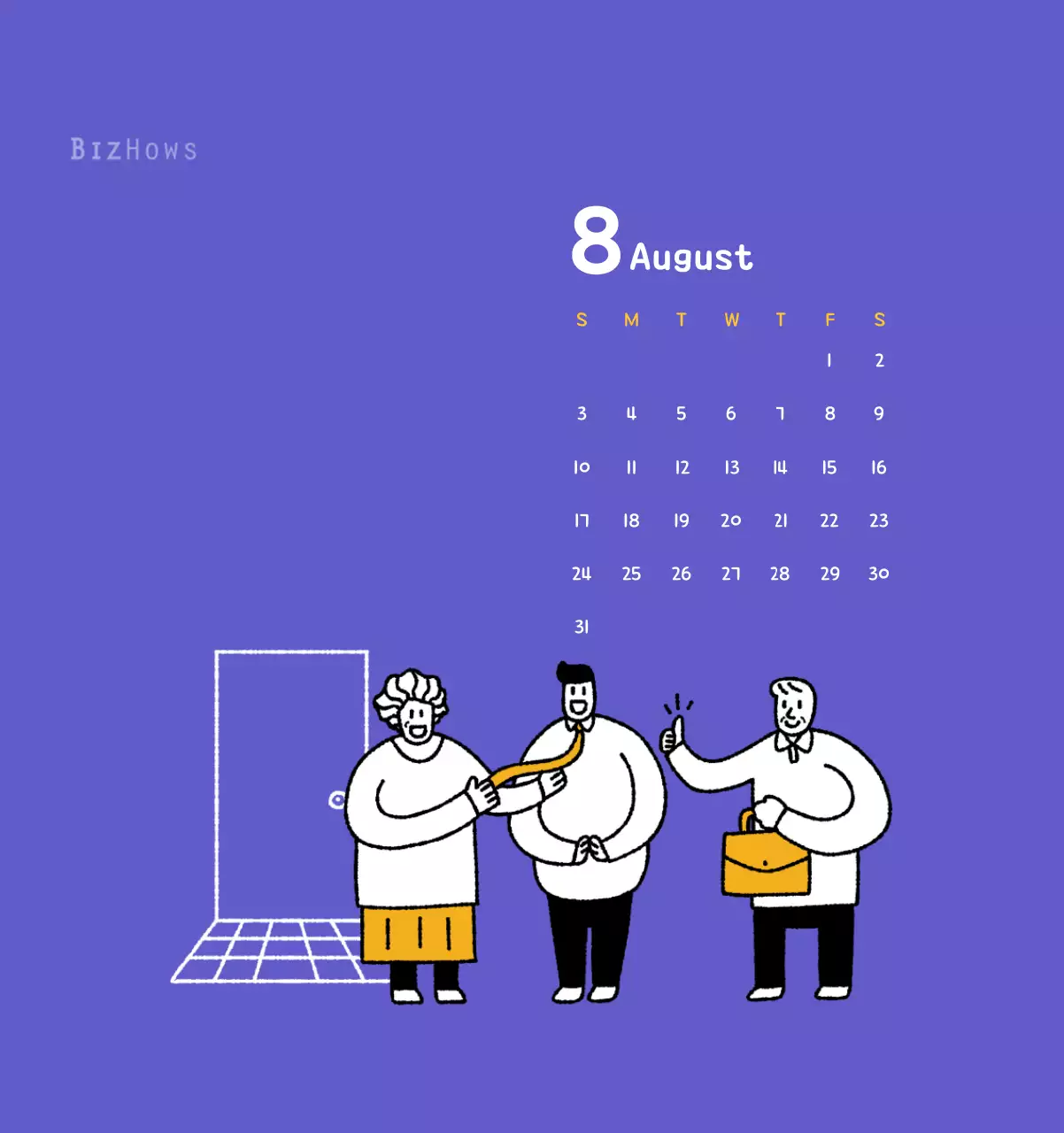 New Year's calendar with cute illustrations