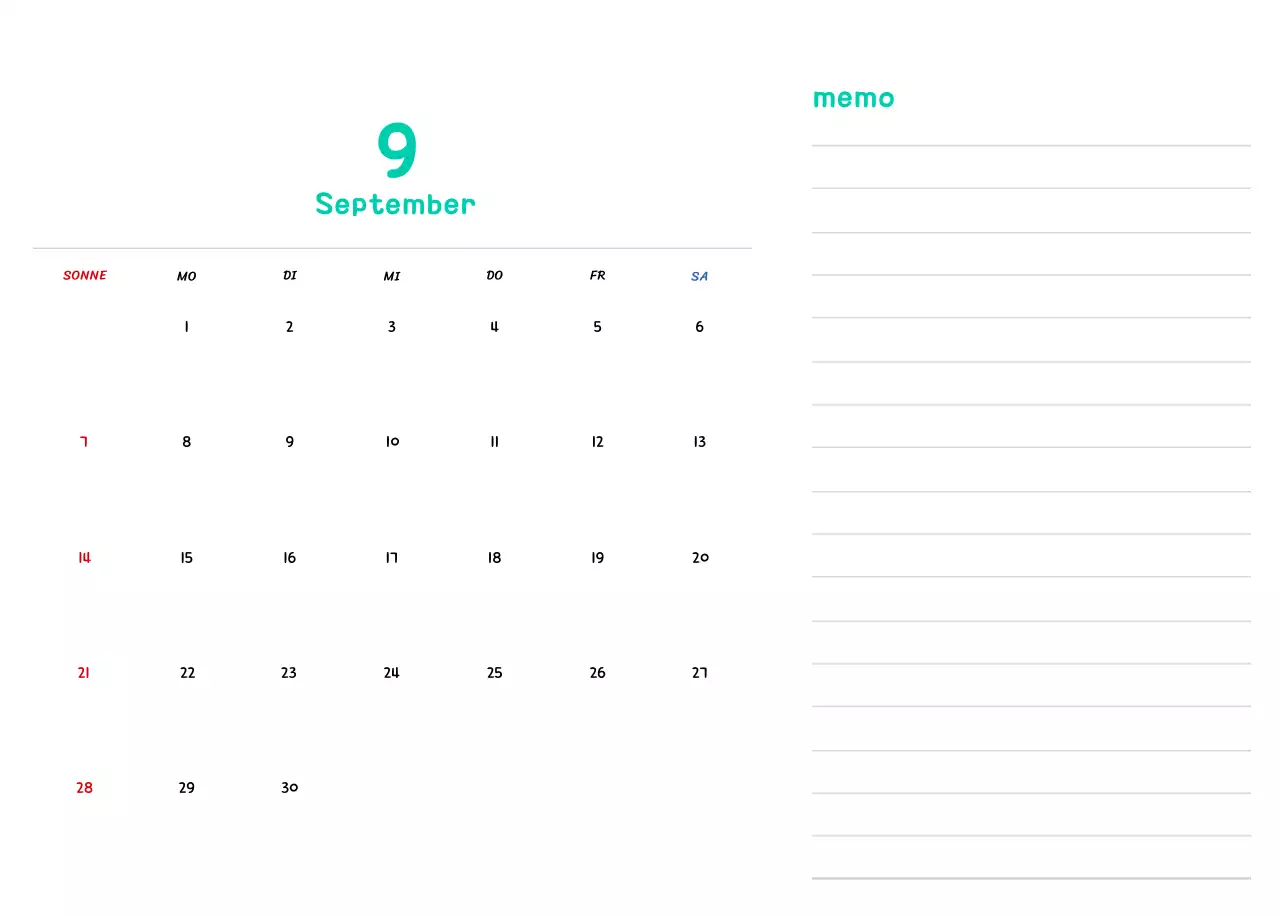 Neujahrskalender mit niedlichen Illustrationen