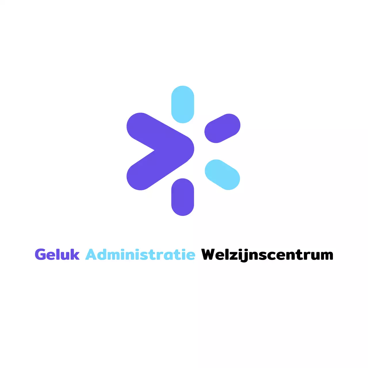 Welzijnscentrum met lichtblauw paars glanzend eenvoudig logo