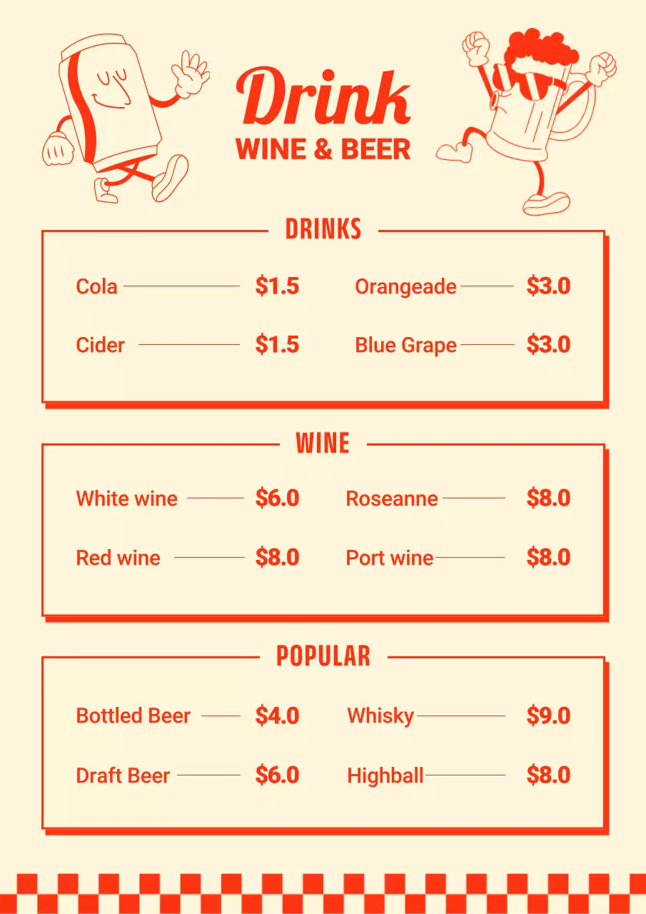 Beige Retro Restaurant Menu Poster