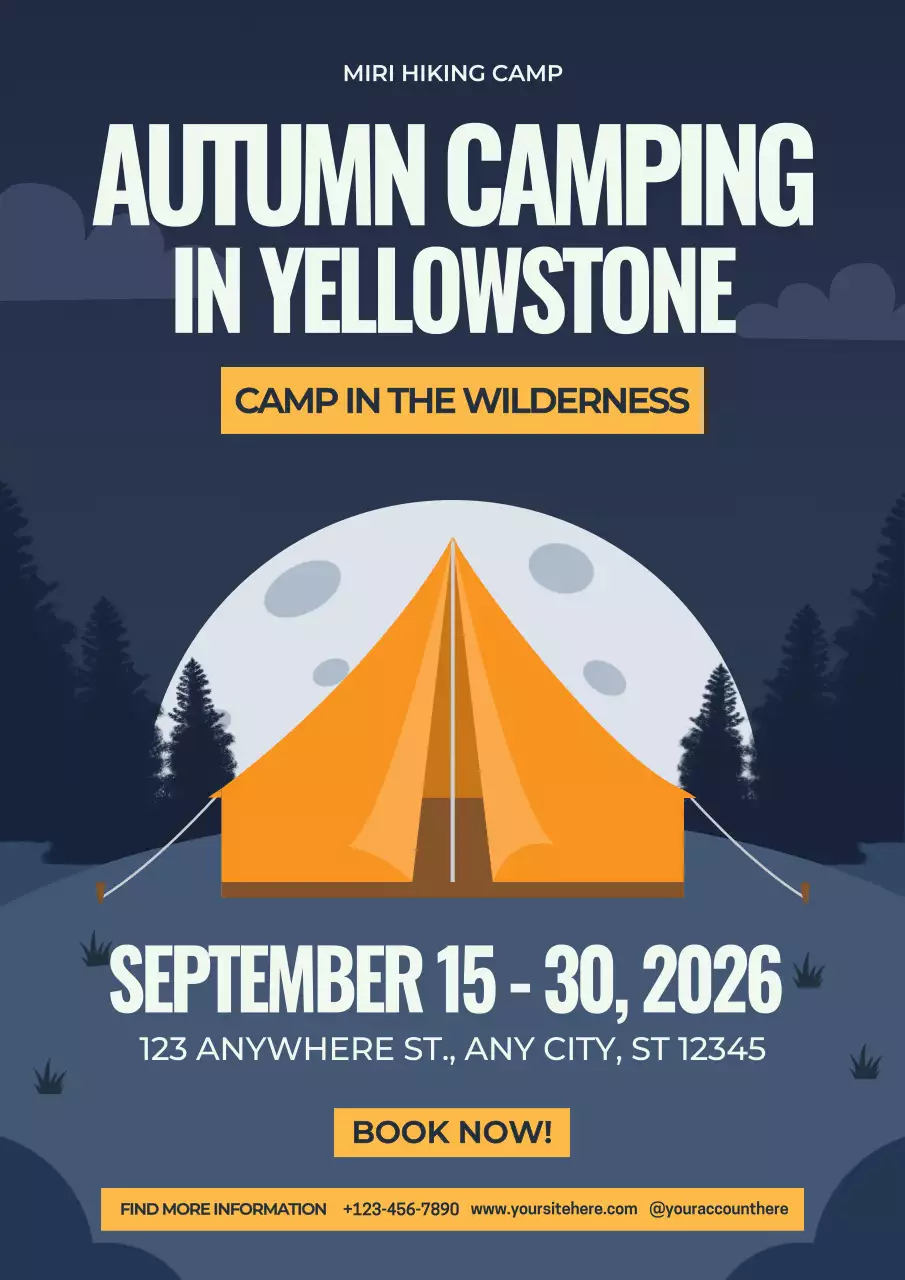 Navy Minimal Camping Promotion Poster