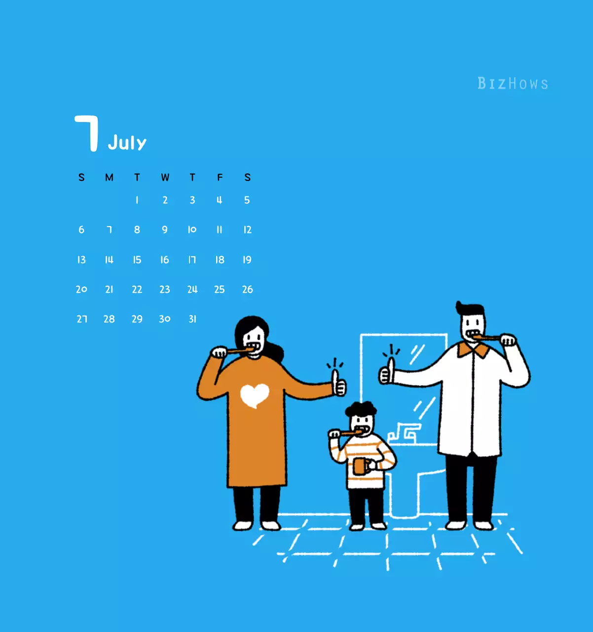 New Year's calendar with cute illustrations