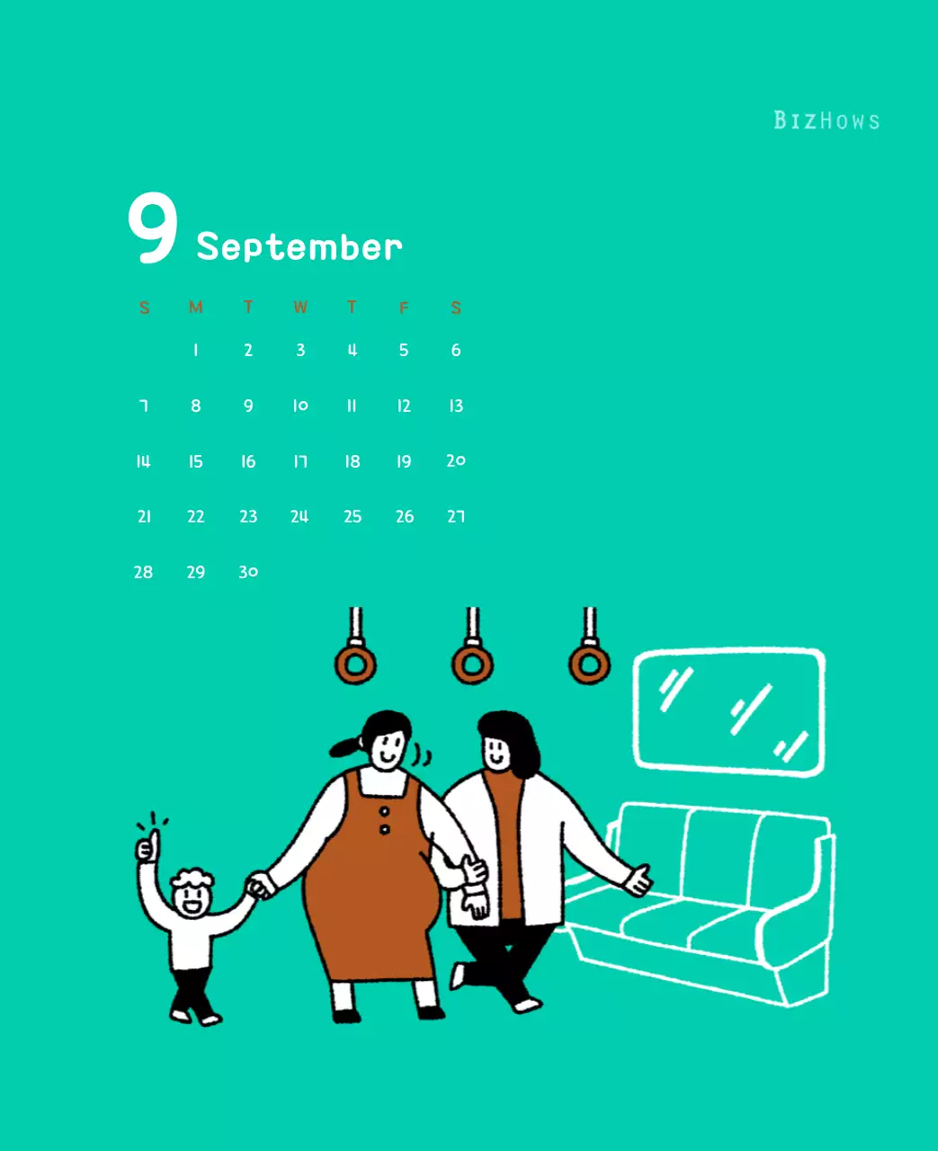 Neujahrskalender mit niedlichen Illustrationen