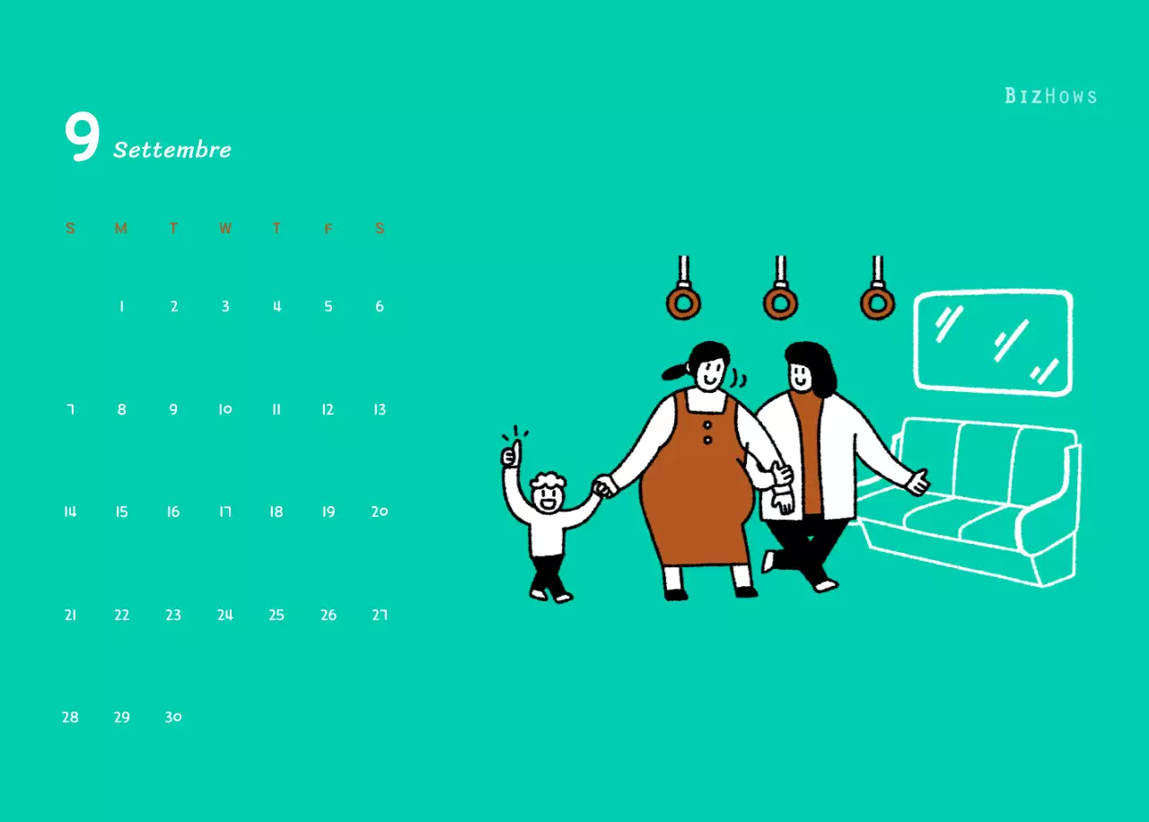 Calendario di Capodanno con simpatiche illustrazioni