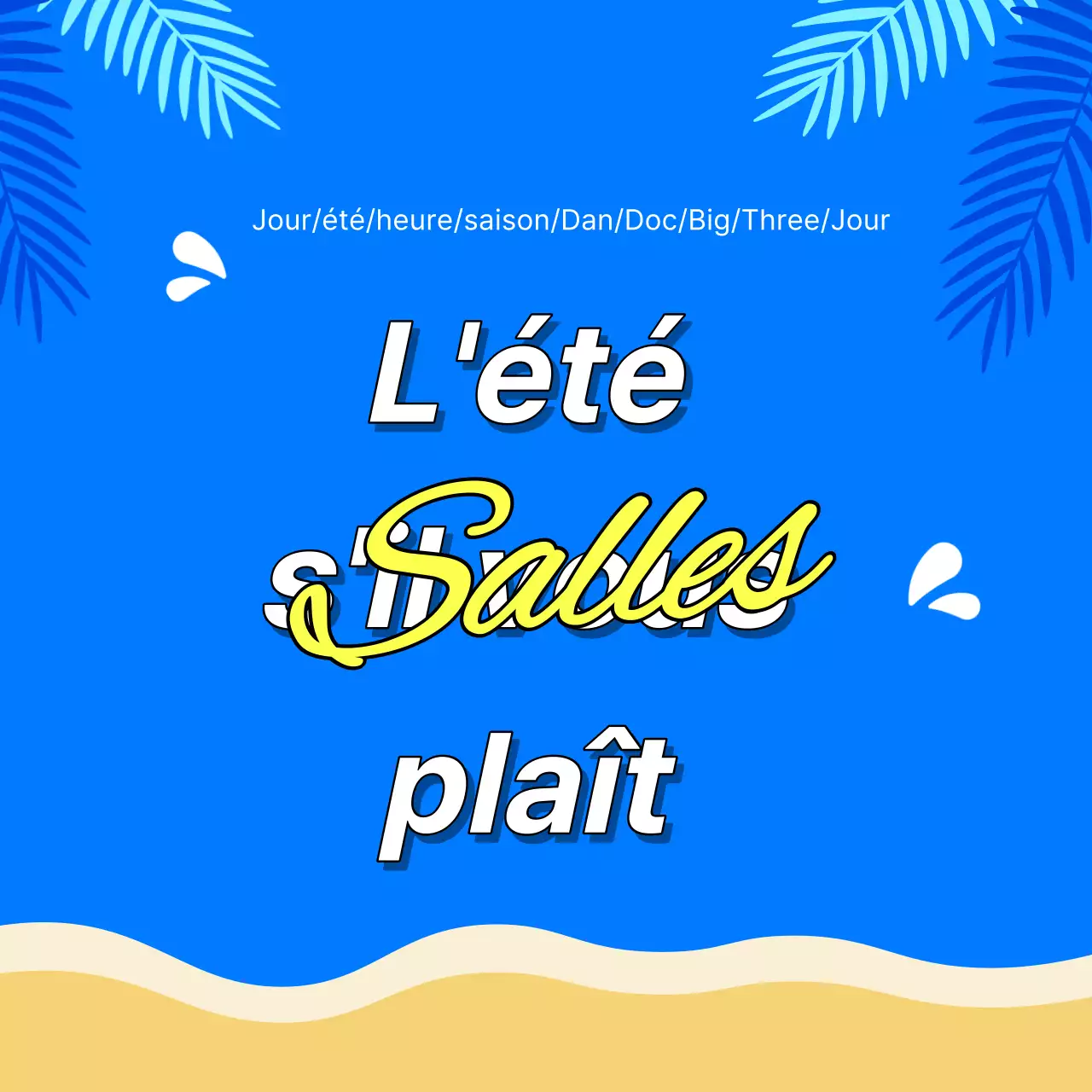 Titre principal de l'événement d'été avec des accents bleus et jaunes