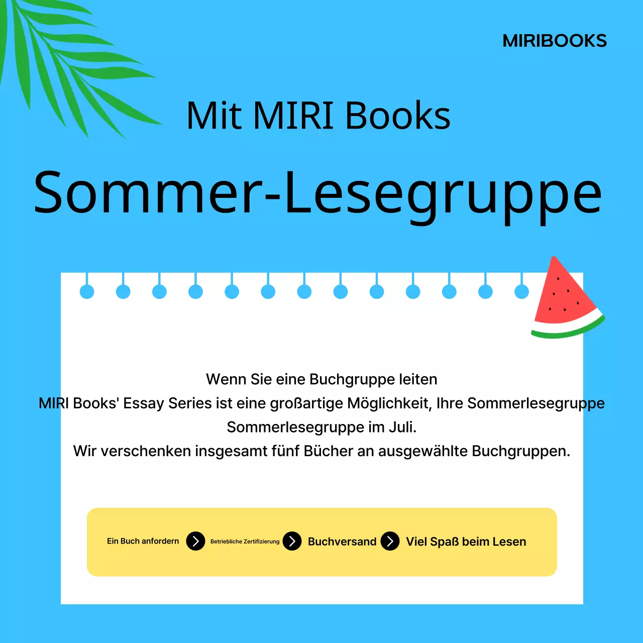 Werbung für einen minimalistischen Sommer-Buchclub in Gelb und Blau