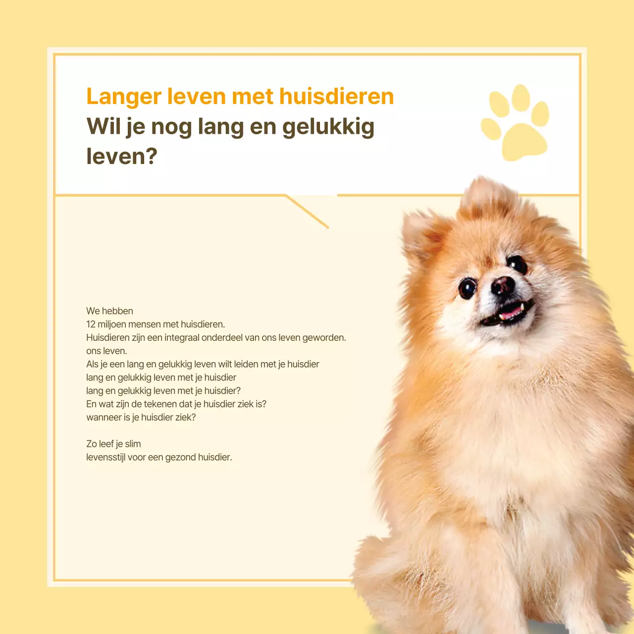 Informatie over gezondheidszorg voor huisdieren in gele en witte notitiestijl