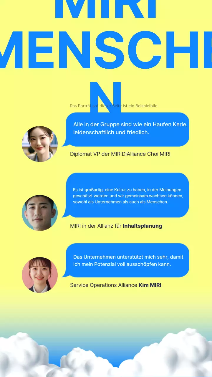 Eine niedliche blau-gelbe Rekrutierungsanzeige