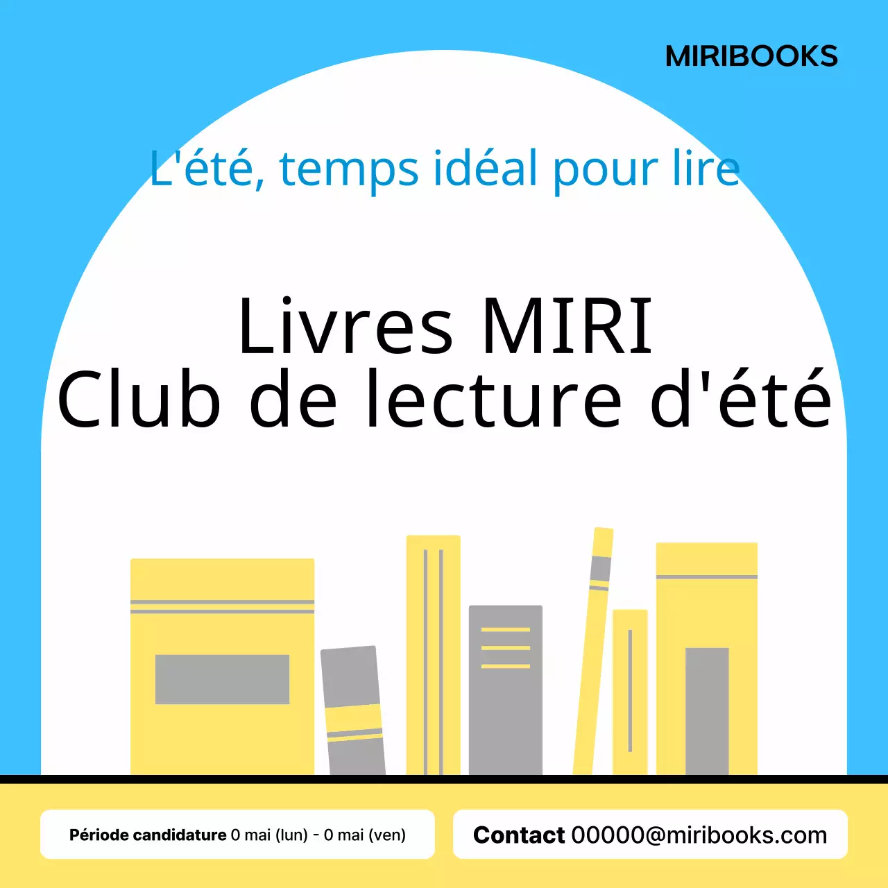 Promouvoir un club de lecture estival minimaliste en jaune et bleu
