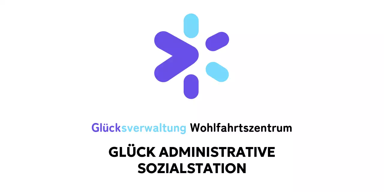 Wohlfahrtszentrum mit hellblau-lila glänzendem, einfachem Logo