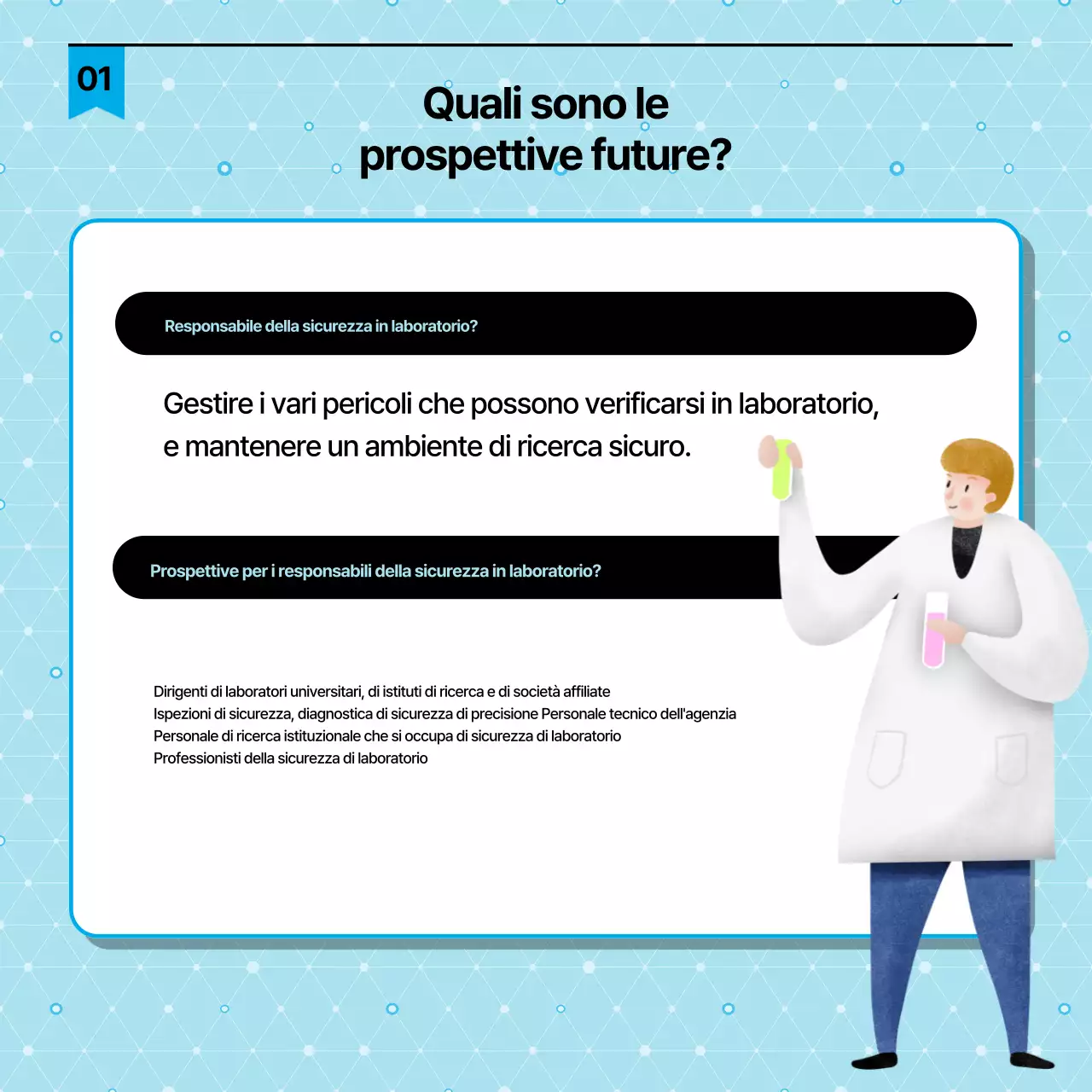 Guida semplice alla certificazione degli addetti alla sicurezza in laboratorio in nero e azzurro