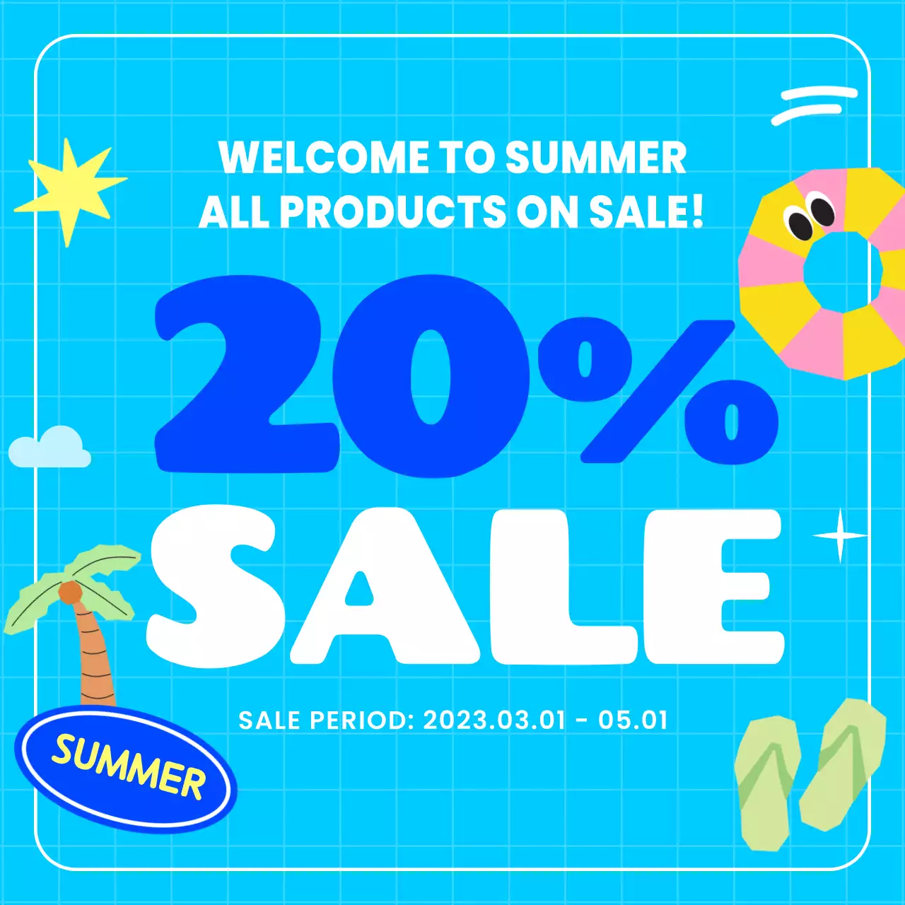 Blue Trendy Summer Promotion Instagram Carousel