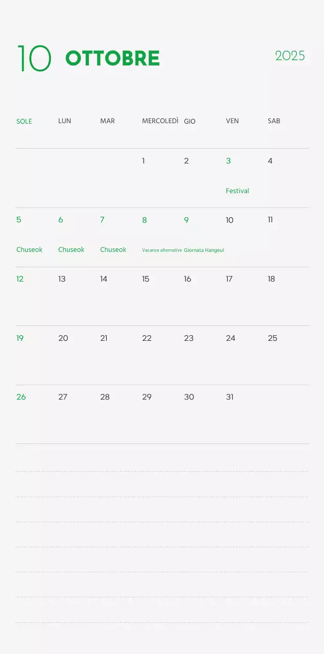 Un calendario con la foto di un cucciolo e un simpatico messaggio in colore verde.