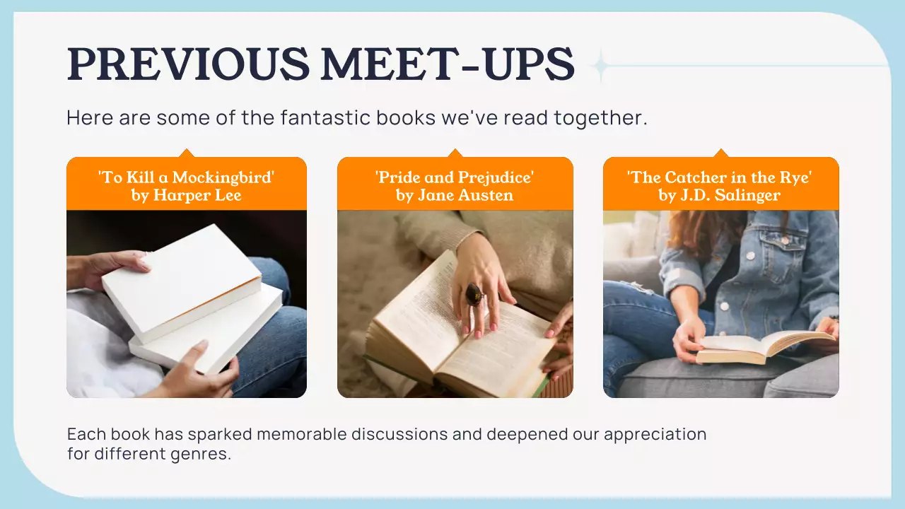 Blue Modern Book Club Guide Presentation