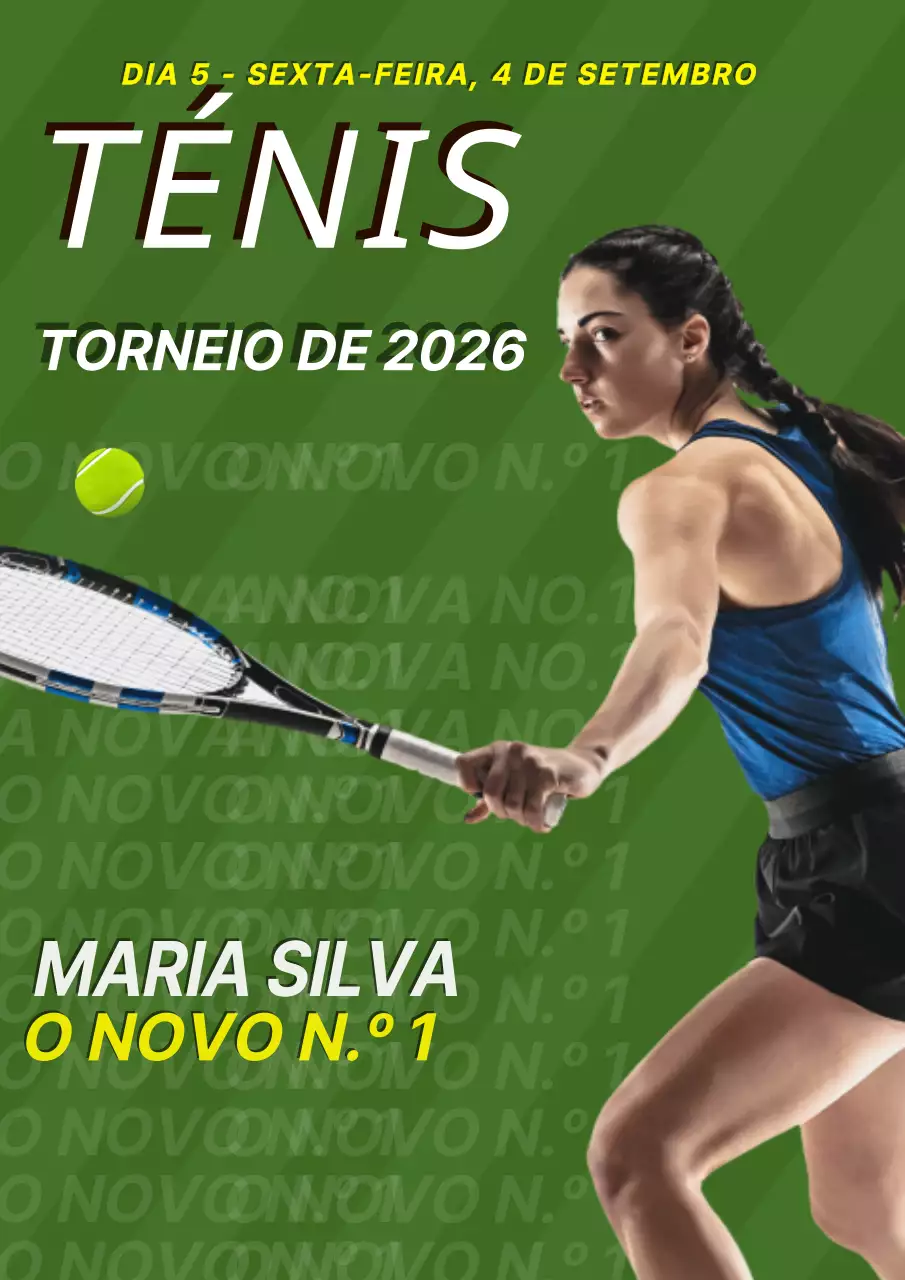 Cartaz dos campeonatos de ténis modernos verdes