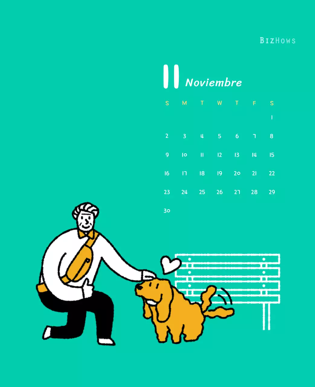 Calendario de Año Nuevo con simpáticas ilustraciones