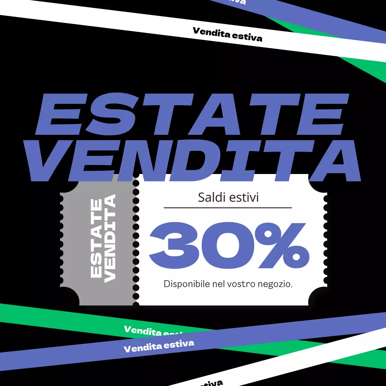 Una collezione di saldi estivi con accenti viola e verdi