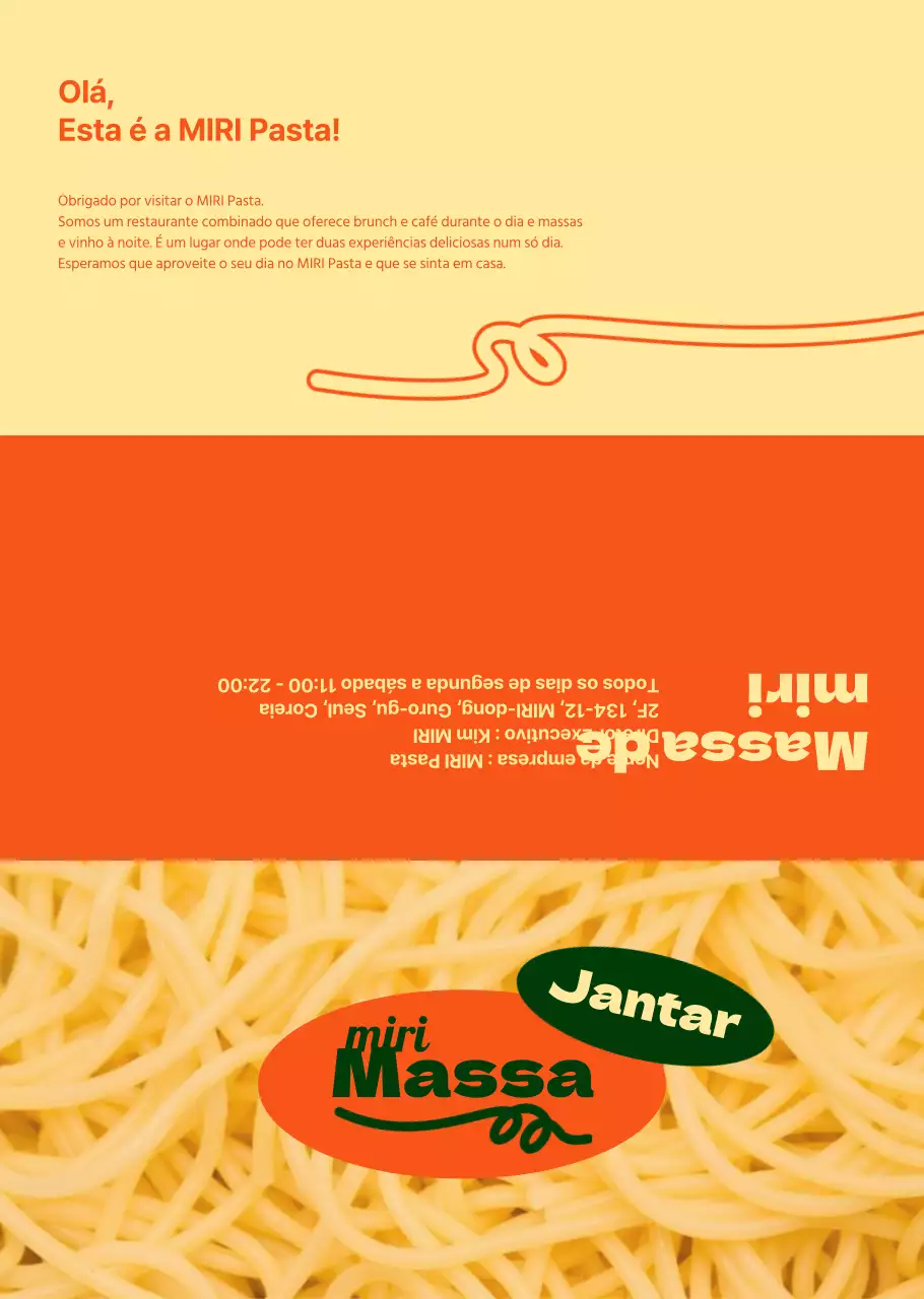 Sobre o menu de massas chique em laranja e marfim