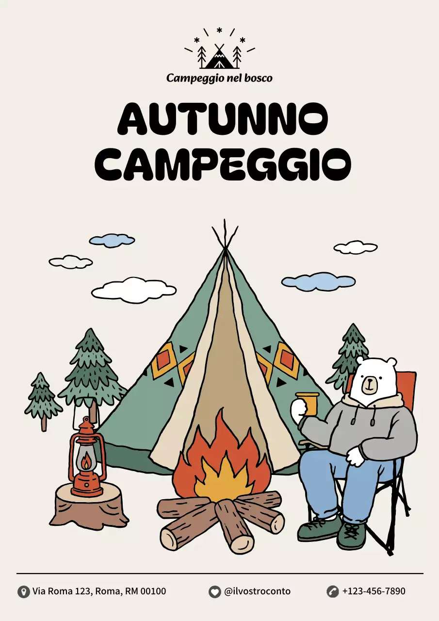 Gli annunci di campeggio autunnali in avorio e kaki sono di tendenza