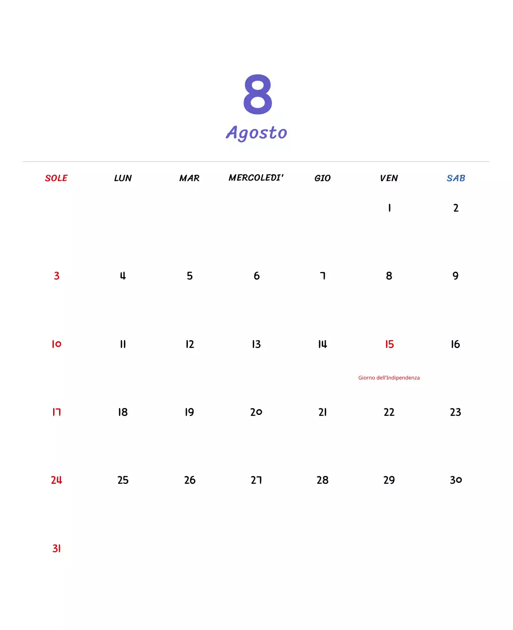 Calendario di Capodanno con simpatiche illustrazioni