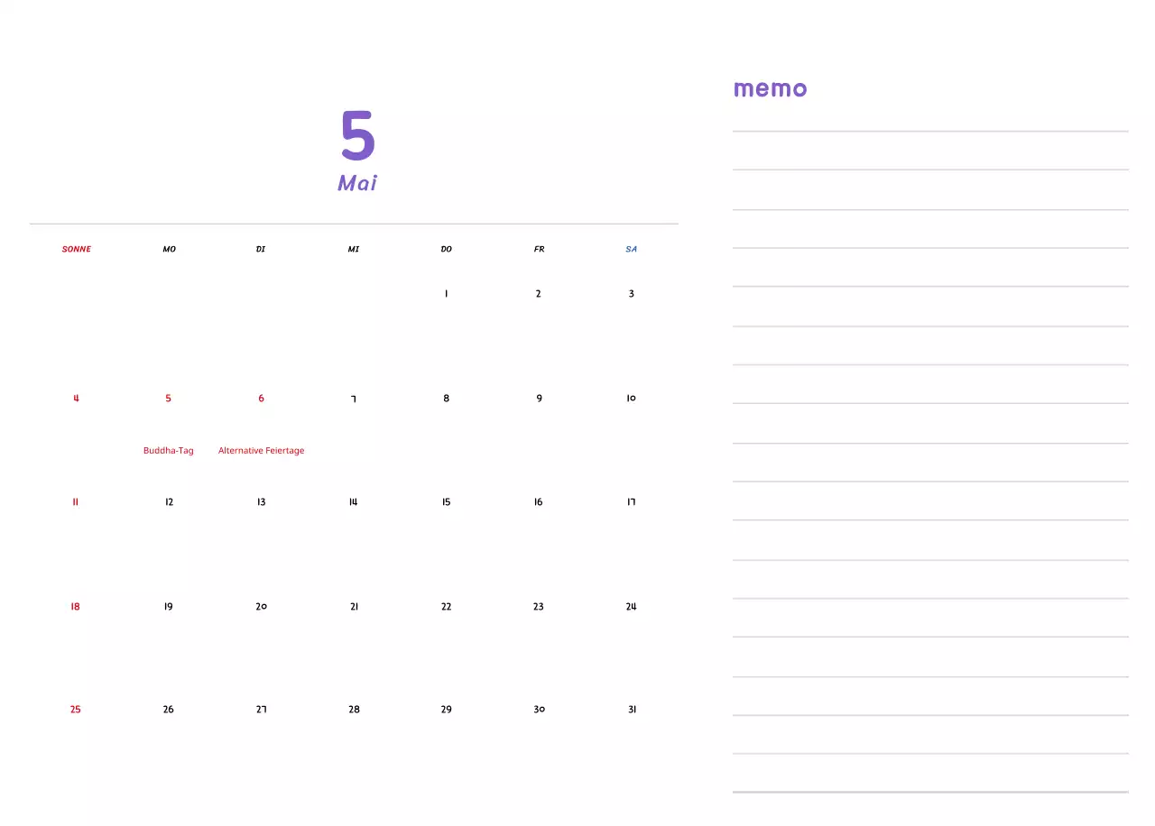 Neujahrskalender mit niedlichen Illustrationen