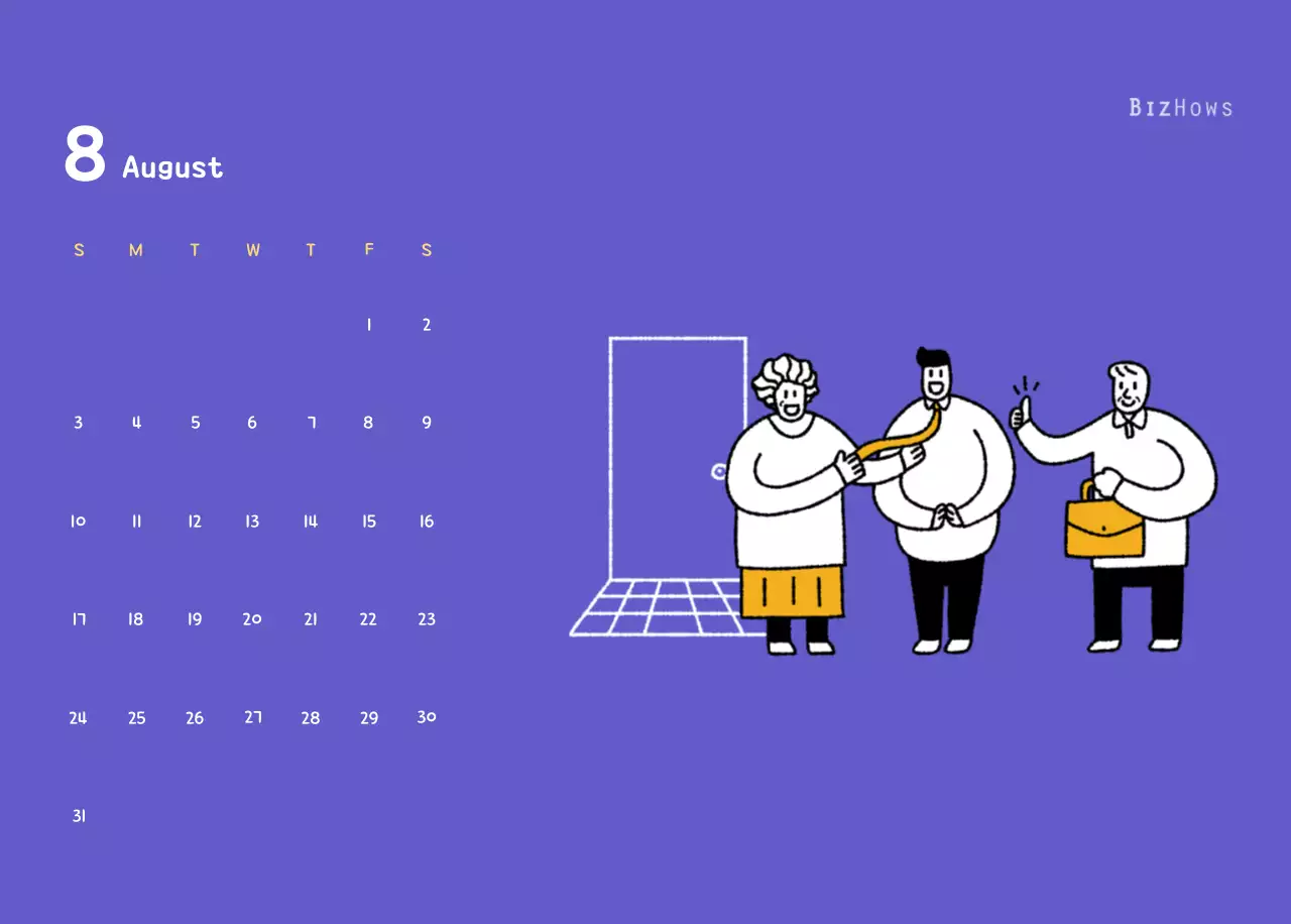 New Year's calendar with cute illustrations