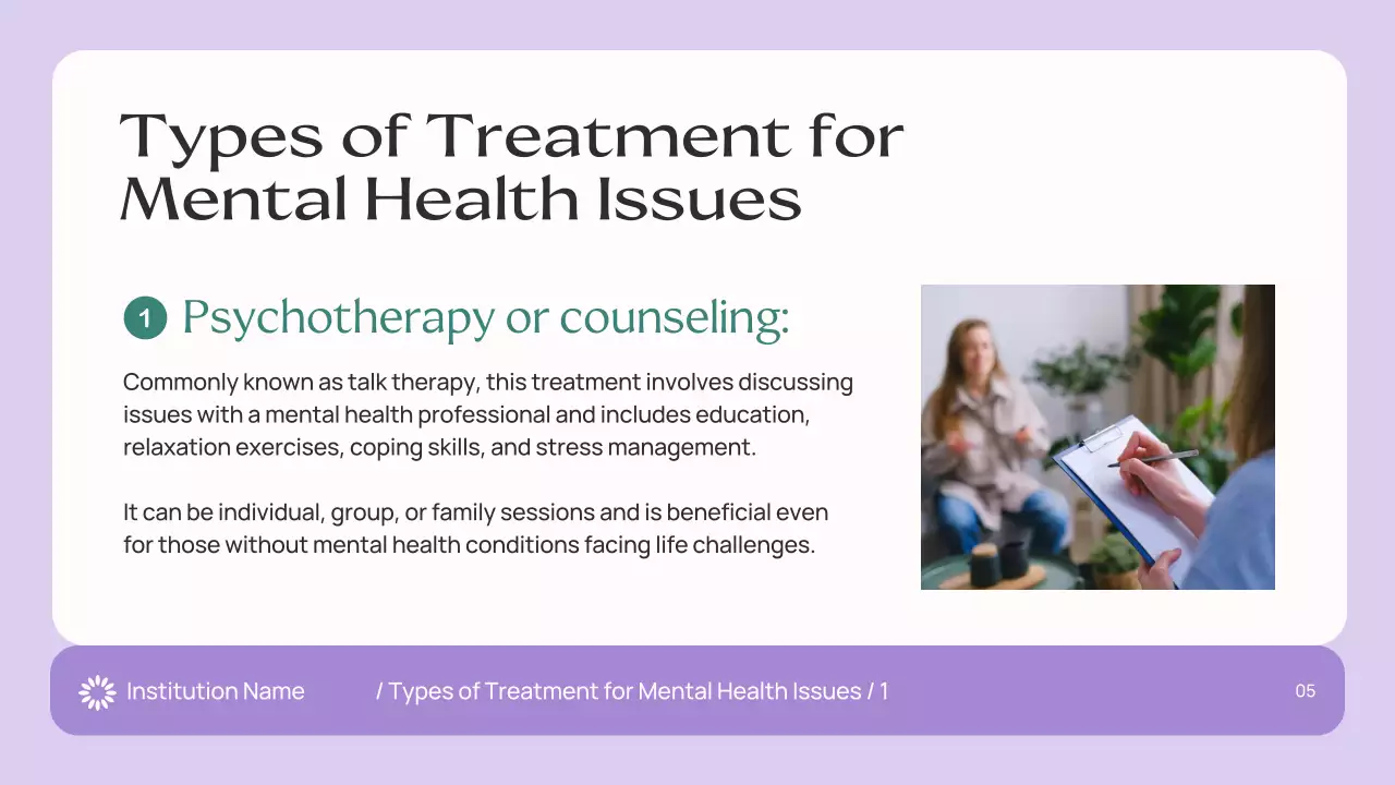 Purple Simple Mental Health Guide Presentation