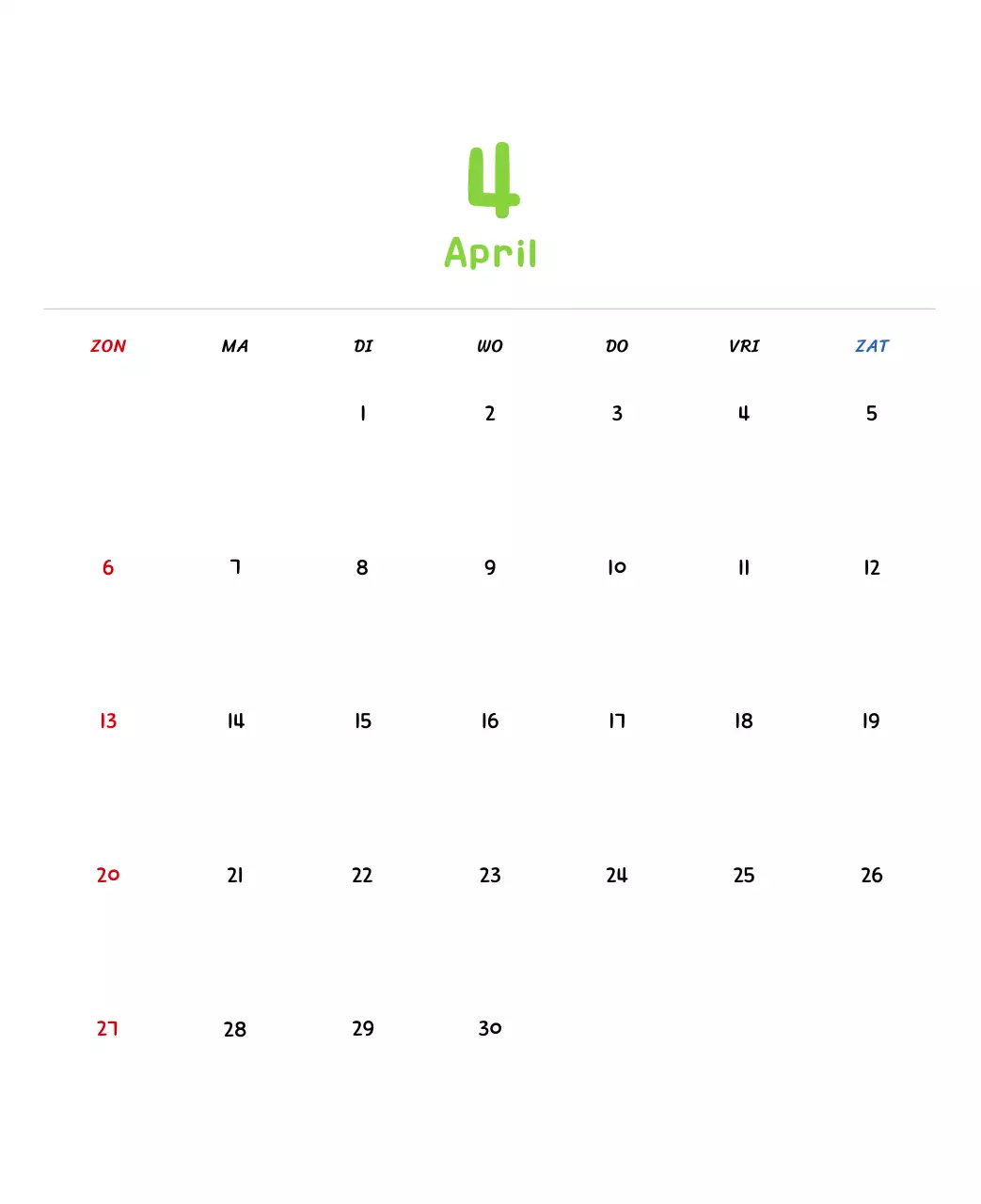 Nieuwjaarskalender met schattige illustraties