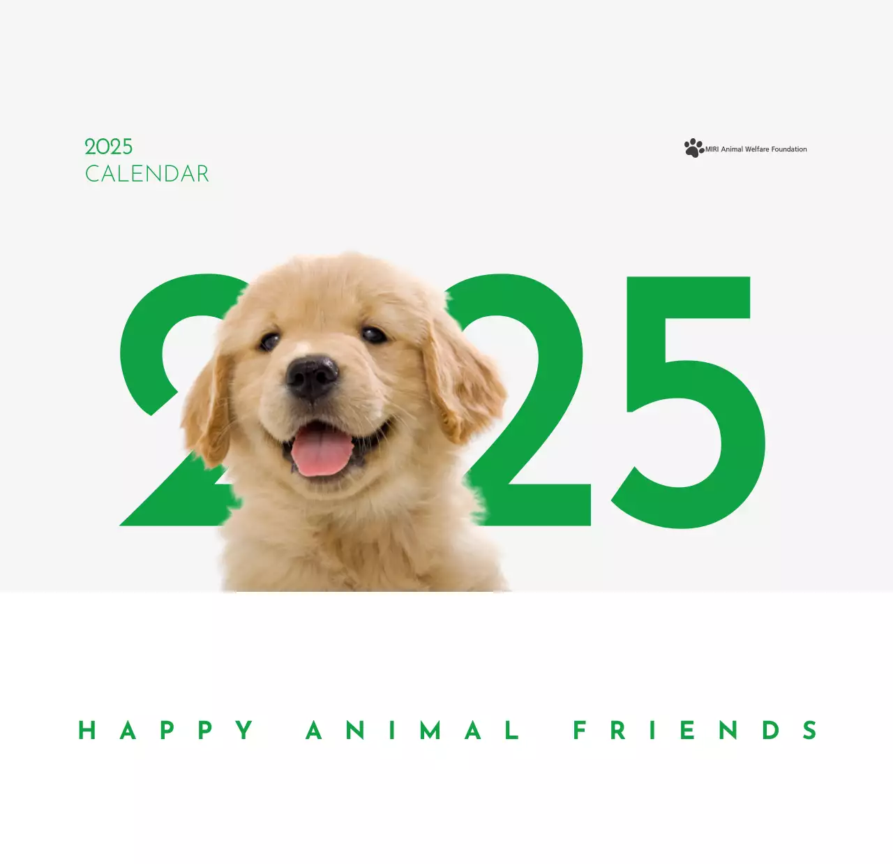 Một cuốn lịch có hình một chú chó và lời nhắn dễ thương màu xanh lục.