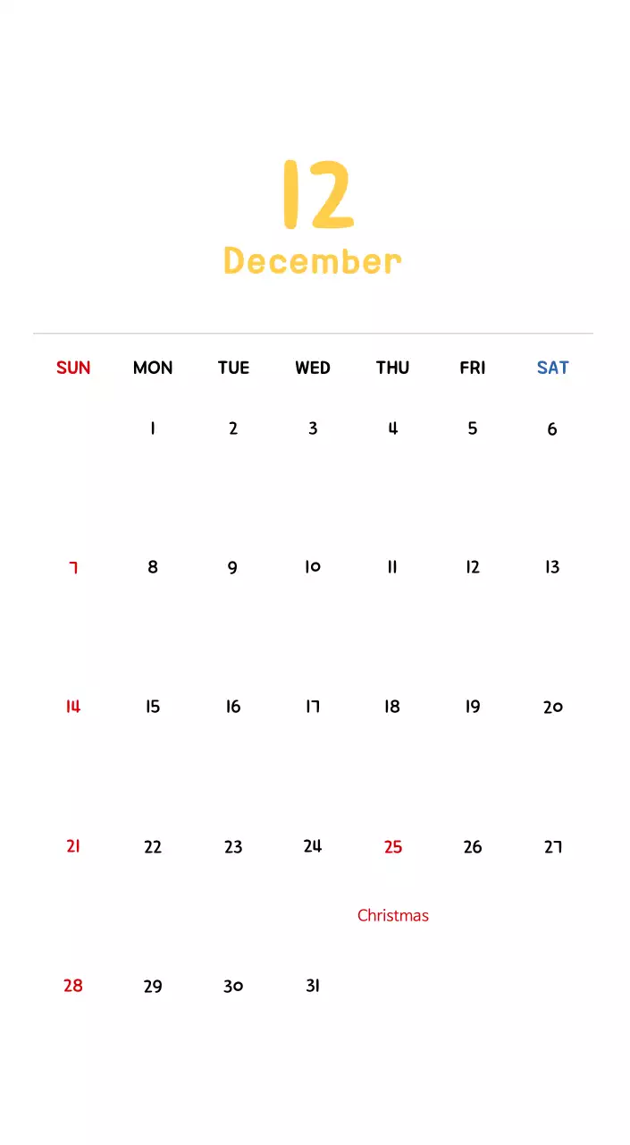 New Year's calendar with cute illustrations