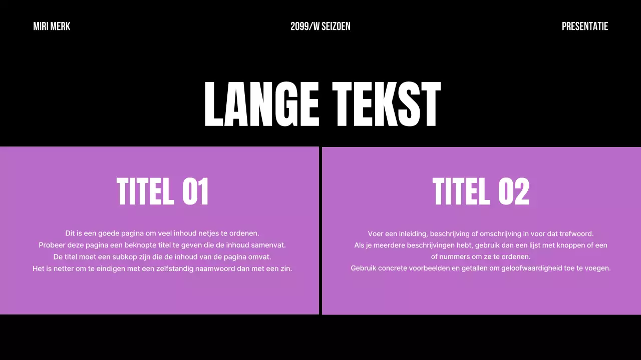 Een eenvoudig merkstatement in zwart en paars