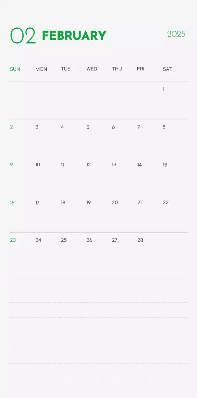 A calendar with a puppy photo and cute message in a green accent color