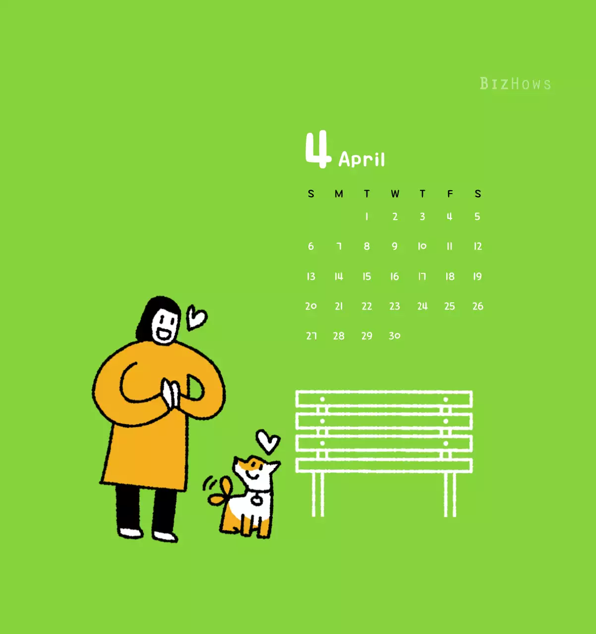 New Year's calendar with cute illustrations