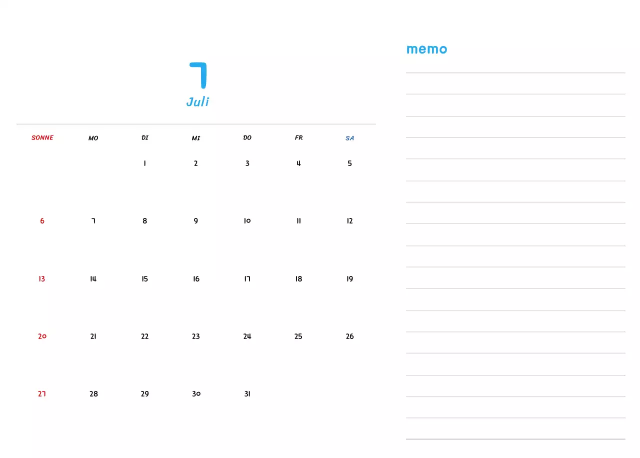 Neujahrskalender mit niedlichen Illustrationen