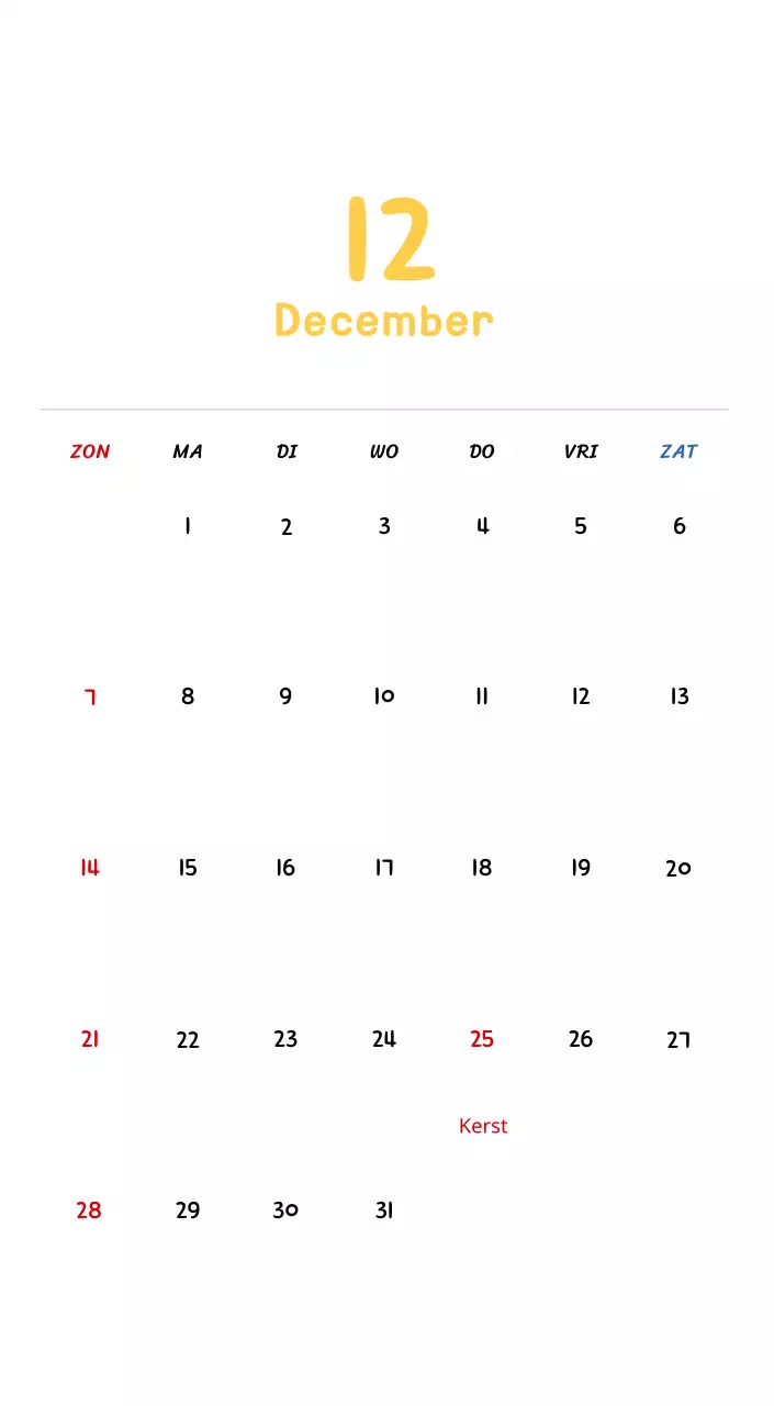 Nieuwjaarskalender met schattige illustraties